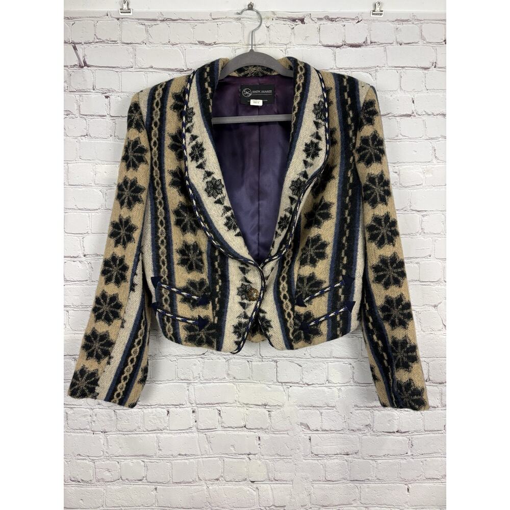 Vintage Show Season Scottsdale Western Jacket Cropped Aztec Leather USA 10
